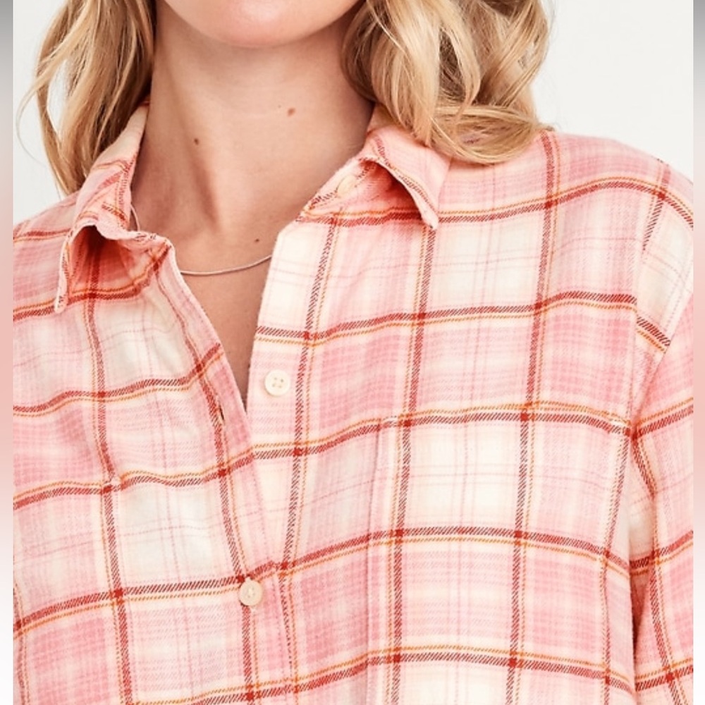 Old navy pink and cream flannel shirt - Picture 3 of 4